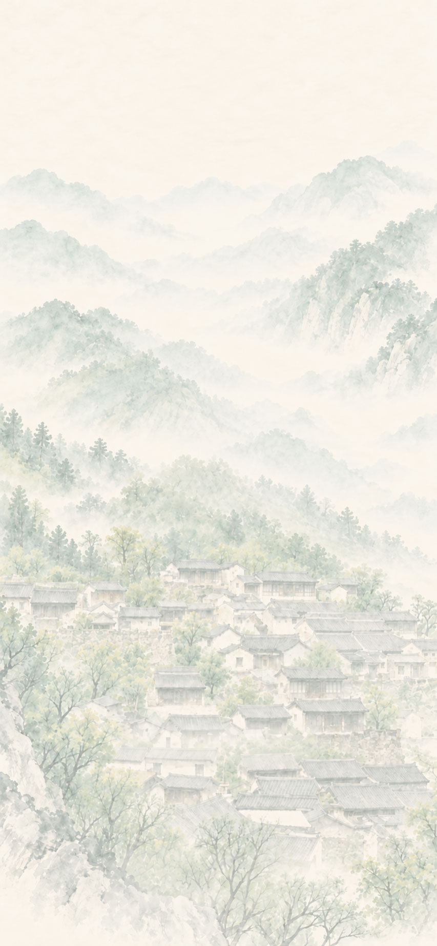 水墨山村风景
